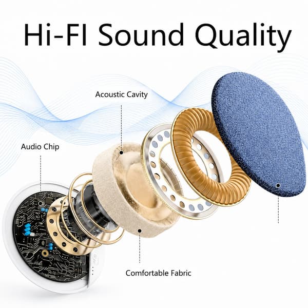 Højttaler til pude med 3D-stereolyd og timer – Bluetooth 5.4