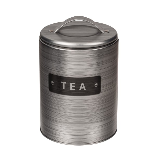 Rund metalkrukke - Vælg mellem kaffe, te og sukker Silver Tea