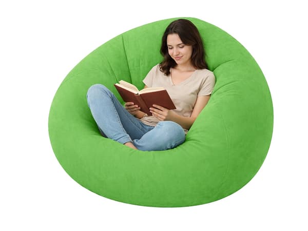 Uppblåsbar sittpuff velour Green