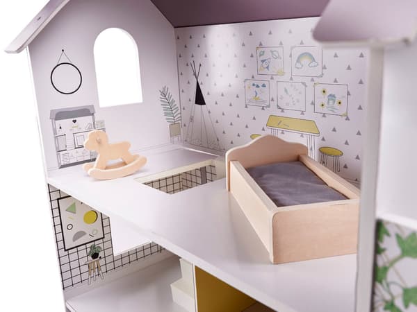 Dockhus / Leksakshus för Barn - 3 våningar med möbler