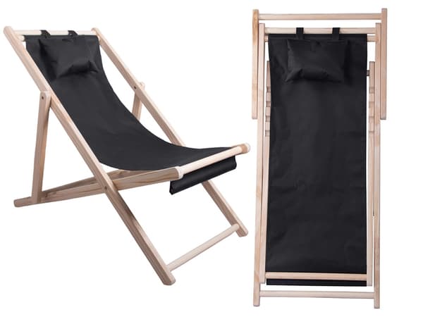 Trädäckstolar strandstolar hopfällbara trädgårdsdynor strandstol Black