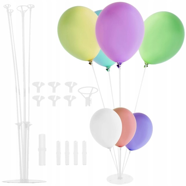 Ballonstativ / Stand til balloner - 70 cm - 7 beslag Transparent