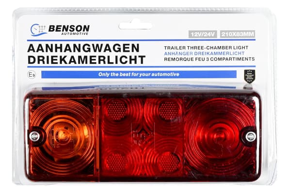 Baklampa trekammare 210×83 mm 12 V E9