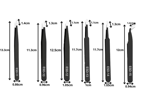 Pincettset antistatisk 6 delar