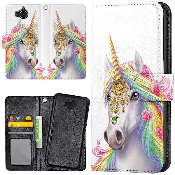 Huawei Y6 (2017) - Lompakkokotelo/Kuoret Unicorn/Yksisarvinen