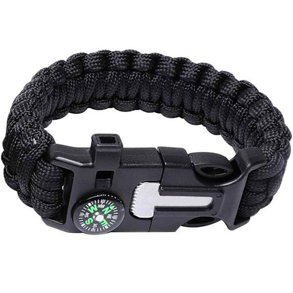 Paracord Selviytymisranneke Tuluksilla ym. Black