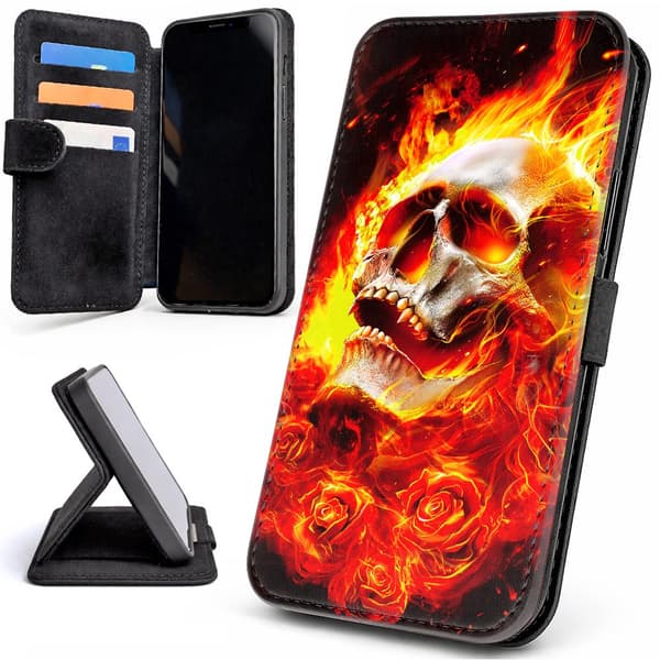 Lommebok Deksel / Mobildeksel til iPhone 17 Pro Max - Burning Skull
