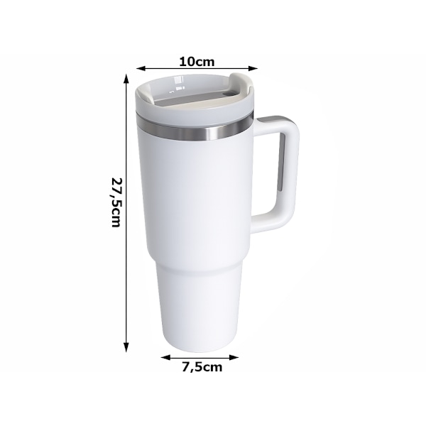 Termosmugg 1.2 L med sugrör Vit