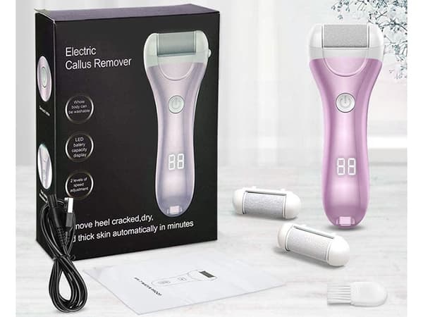 Elektrisk hälfil pimpstensskärare set 3 rullar LCD Rosa