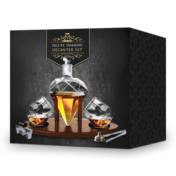 Diamant Karaffel Sæt - Whiskeyglas & Whiskeysten – Whiskey Transparent