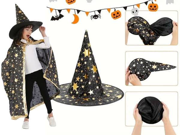 Förklädnad guide kostym halloween cape hatt