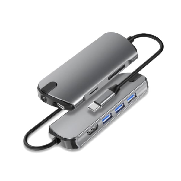 USB-C / Thunderbolt 3 - USB 3.0-Hubb - Macbook HDMI & Kortläsare Silver