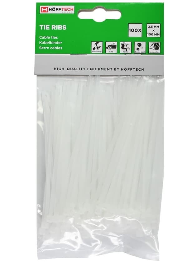 Kabelband 2.5 x 100 mm 100 st vit