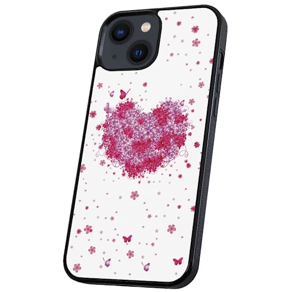 iPhone 14/15 Plus - Deksel/Mobildeksel Blomsterhjerte