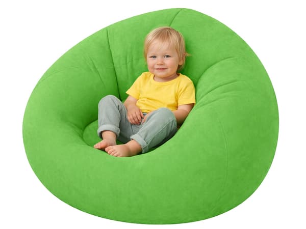 Uppblåsbar sittpuff velour Green