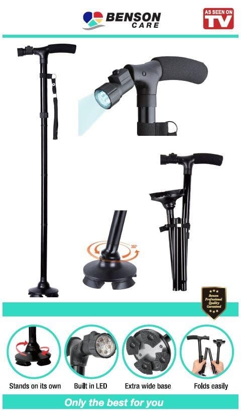Promenadkäpp ergonomisk + LED