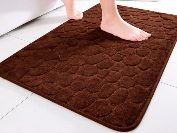 Badrumsmatta halkfri mjuk 80 x 50 cm Brown