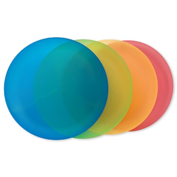Set med 4 färgade semi-transparenta plasttallrikar