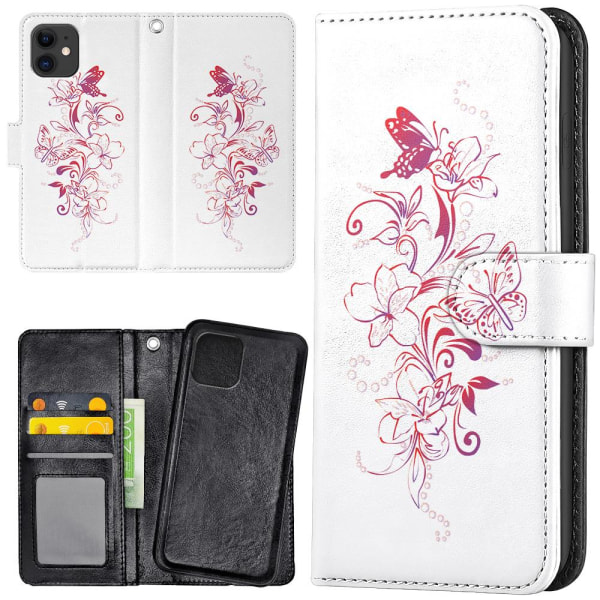 iPhone 12 Mini - matkapuhelinkotelo, kukkia ja perhosia