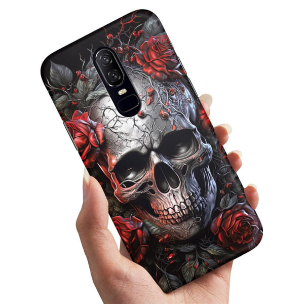 OnePlus 6 - Cover/Mobilcover Skull Roses