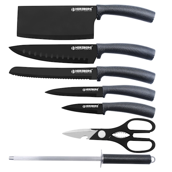 Knivset med Knivställ - 8-delar Carbon