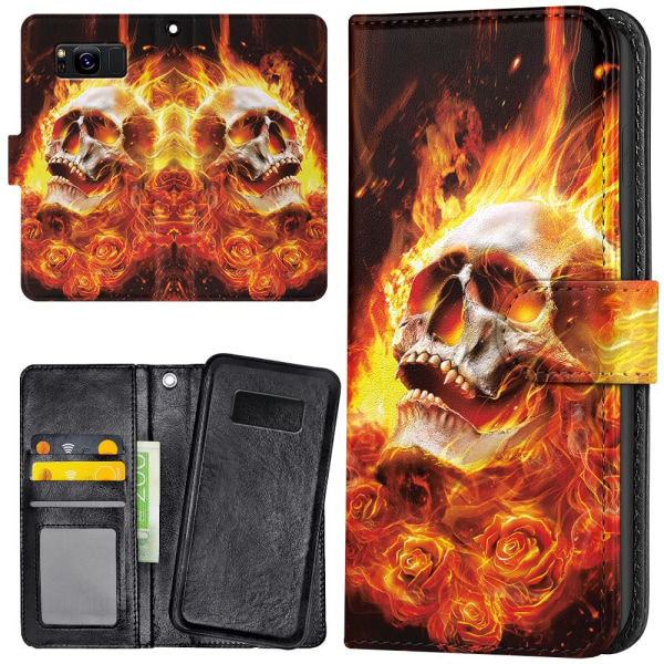 Samsung Galaxy S8 - Plånboksfodral/Skal Burning Skull