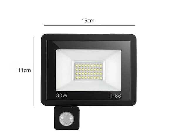 Halogenstrålkastare led 30w 6000k med dusk-to-dawn sensor ip66