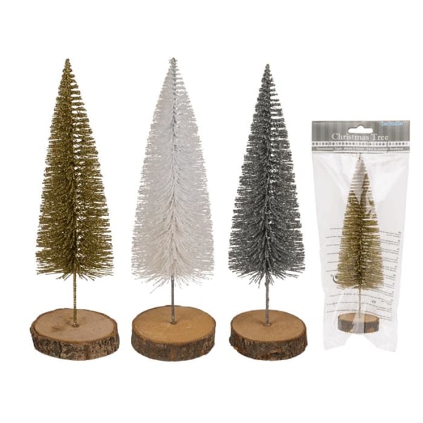 3-Pak - Lille juletræ med træfod / juledekoration - Vælg farve!