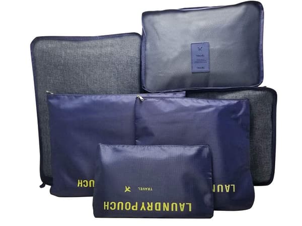Organizer til Kuffert - 6-dele - Tasker til Rejse Dark blue