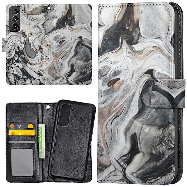 Samsung Galaxy S22 Plus - Lommebok Deksel Marmor Multicolor