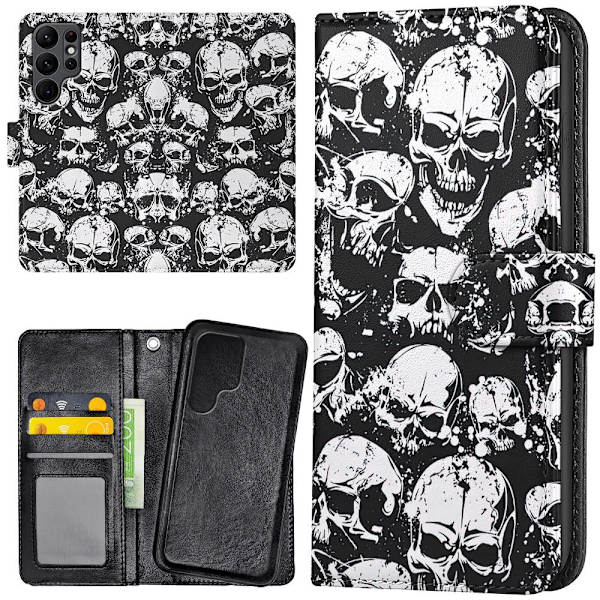 Samsung Galaxy S23 Ultra - Lompakkokotelo/Kuoret Skulls