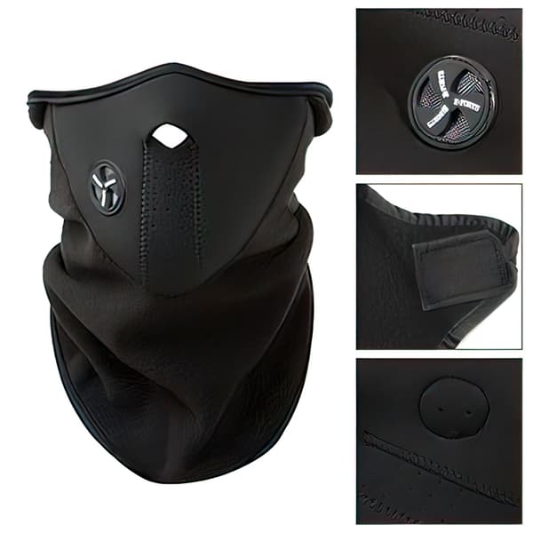 Kasvomaski venttiilillä / Hiihtomaski / MC maski- Neopreeni Black one size