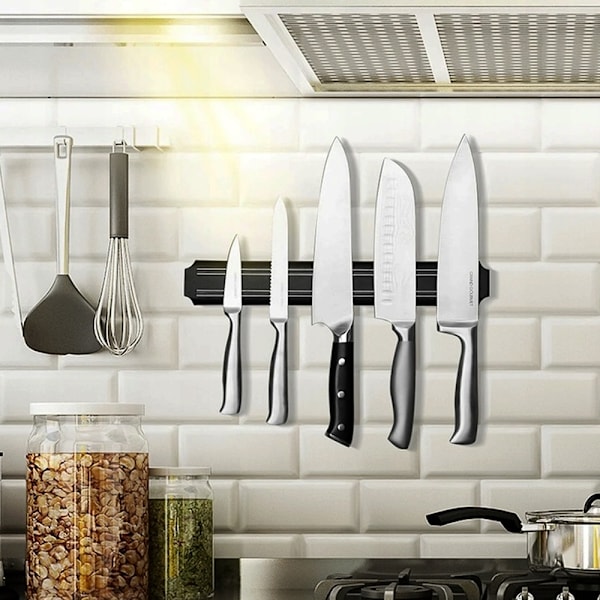 Magnetisk Knivhållare / Knivlist för Kök - Hållare för Knivar Svart