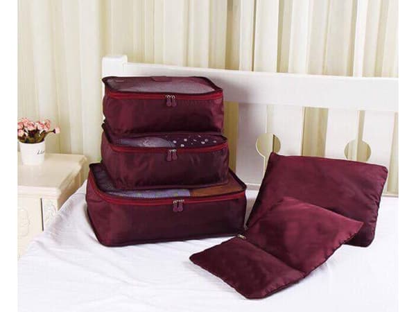 Organizer til Kuffert - 6-dele - Tasker til Rejse Wine red