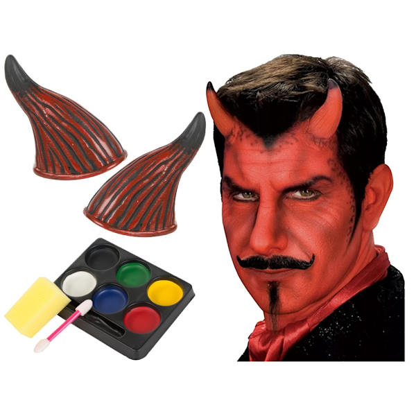 Face makeup devil kit för halloween makeup horn förklädnad