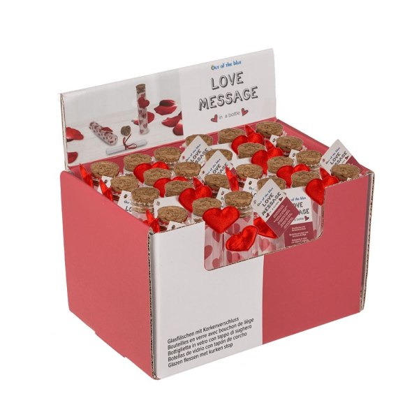 Kjærlighetsbrev med 2 pakker i glassflaske - Valentinsdag Red