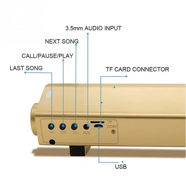 Soundbar LP-S08 Bluetooth Högtalare - Flera färger Guld