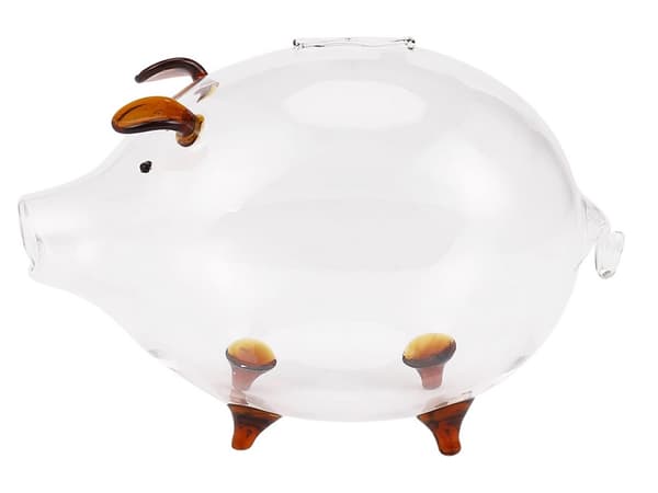 Spargris glas stor Brun