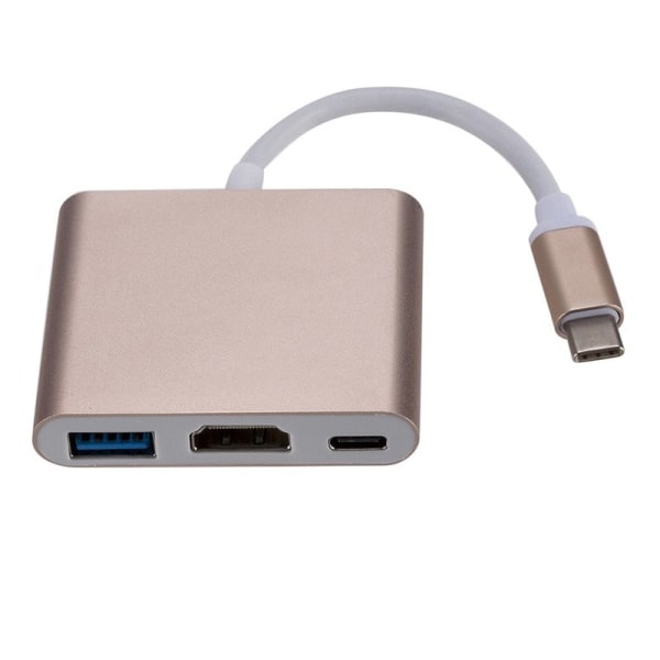 Thunderbolt 3 / Macbook USB-C -sovitin - HDMI & USB 3.0 White