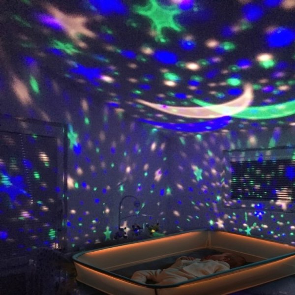 Nattlys for barn - Projektor / Lampe med stjerner - Blå Blue