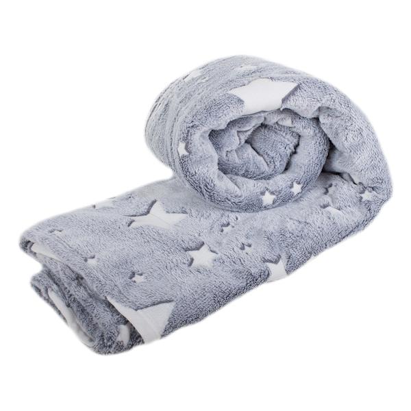 Filt med Selvlysende Stjerner - 150x180cm Grey