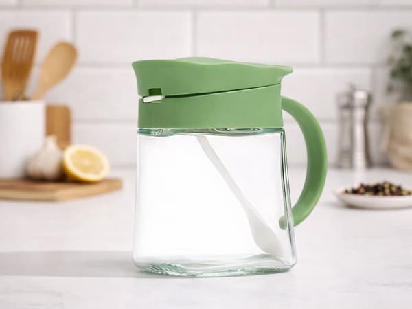 Kryddburk glas 300 ml med sked Green