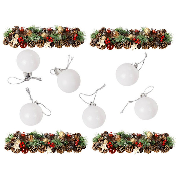 36-Pack Julkulor - Silver & Vit - 3 cm