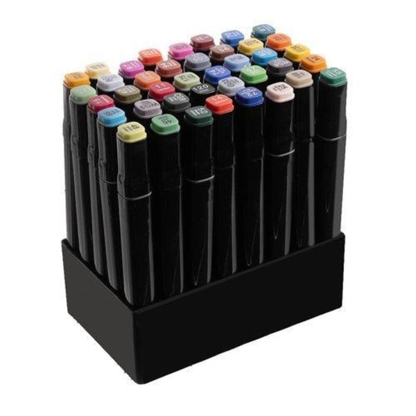 40-Pak - Tuschpenne med Etui - Dobbeltsidet Penne Multicolor