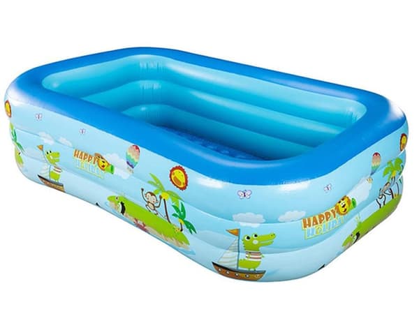 Uppblåsbar pool - Rektangulär familjepool för barn