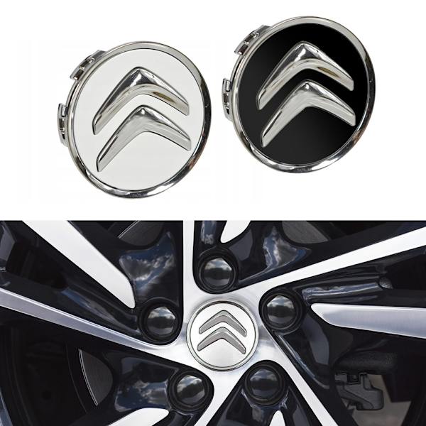4-Pack - Citroën Centrumkåpor / Hjulnav Emblem - Bil 60mm - Silver