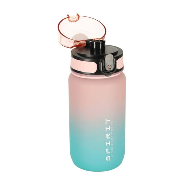 600ml Vattenflaska med Sugrör & Tidsmarkör Pink