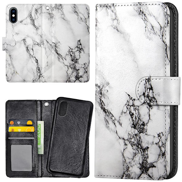 iPhone X/XS - Plånboksfodral/Skal Marmor