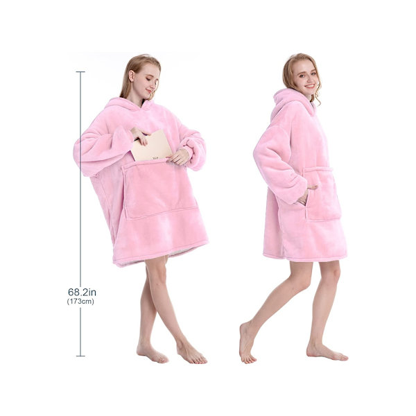 Oversized Hoodie med Hætte – Tæppe Light pink