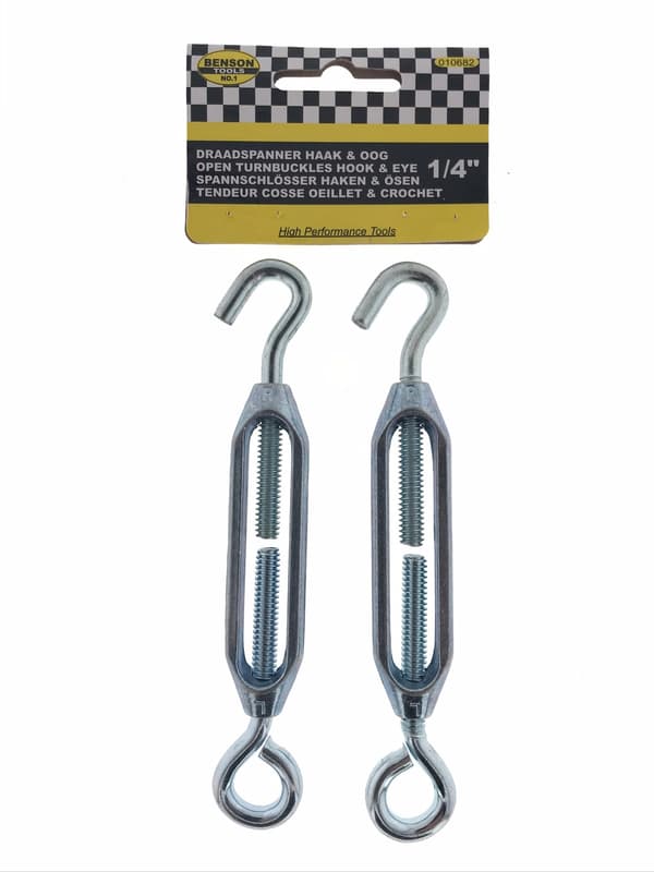 Spännskaft öppen krok + ögla 1/4" 2 st